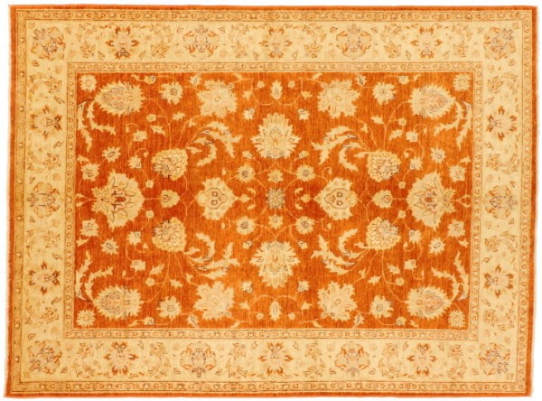 Afghan Chobi Ziegler 241x179 Handgeknüpft Teppich 180x240 Orange Blumenmuster Kurzflor