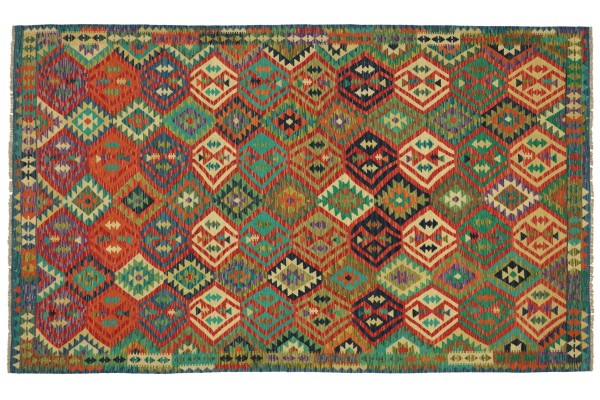 Afghan Maimana Kelim Bunt 298x204 Handgewebt Teppich 200x300 Bunt Geometrisch Orient