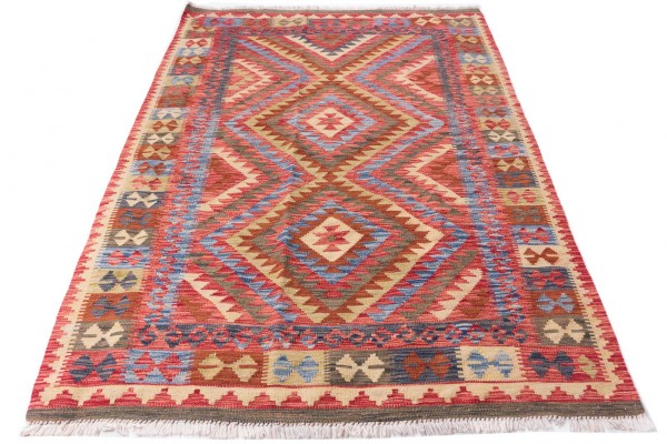 Maimana Kelim new Art 201x145 cm (6,59x4,76 ft) Handgewebter Teppich , Kelim , Flachgewebe aus Afgha