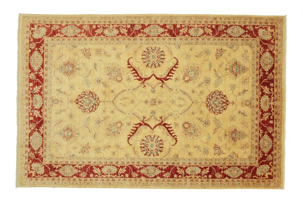Afghan Chobi Ziegler 232x169 Handgeknüpft Teppich 170x230 Beige Floral Kurzflor Orient