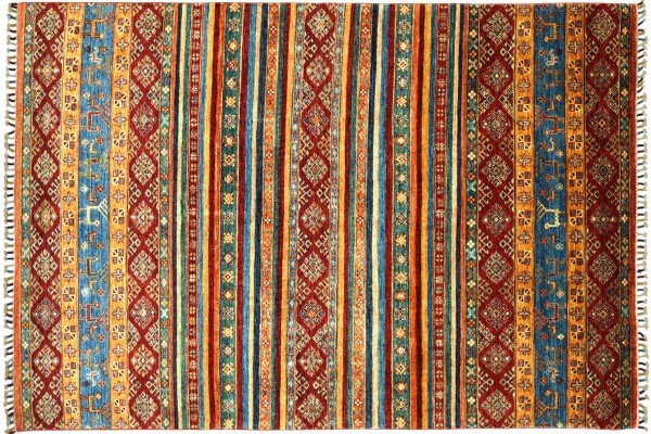 Afghan Khorjin Shaal 266x168 Handgeknüpft Orientteppich 170x270 Bunt Gestreift Wolle