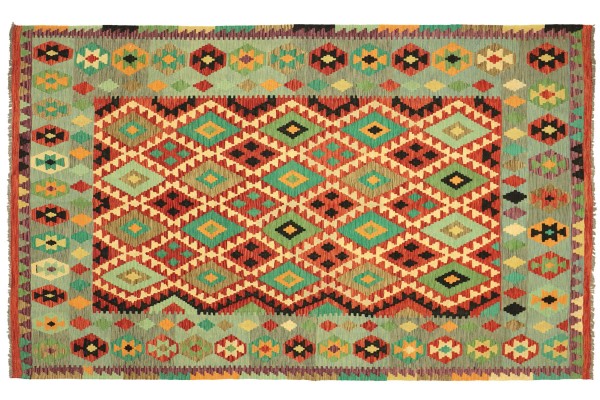 Afghan Maimana Kelim Bunt 294x204 Handgewebt Teppich 200x290 Bunt Geometrisch Orient