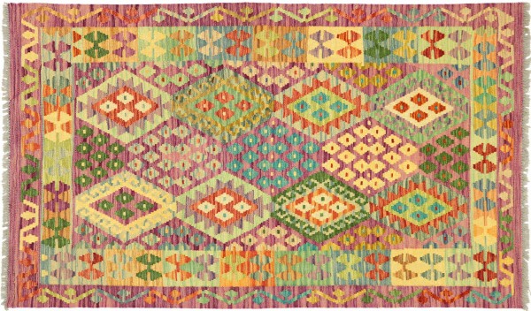 Afghan Maimana Kelim Bunt 155x102 Handgewebt Teppich 100x160 Bunt Geometrisch Orient