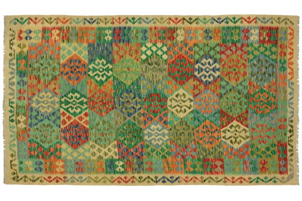 Afghan Maimana Kelim Bunt 249x173 Handgewebt Teppich 170x250 Bunt Geometrisch Orient