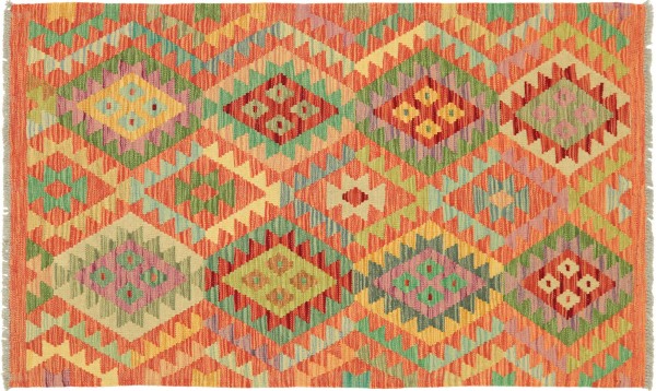 Afghan Maimana Kelim Bunt 145x98 Handgewebt Teppich 100x150 Bunt Geometrisch Orient