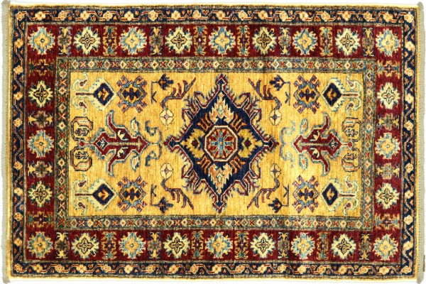 Afghan Superkazak 118x80 Handgeknüpft Orientteppich 80x120 Beige Geometrisch Wolle