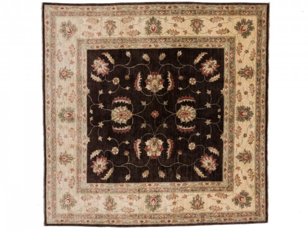 Afghan Chobi Ziegler 205x207 Handgeknüpft Teppich 210x210 Quadratisch Braun