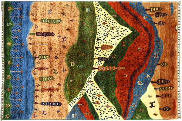 Afghan Ziegler Ariana Landschaft 240x171 Handgeknüpft Orientteppich 170x240 Bunt Baum