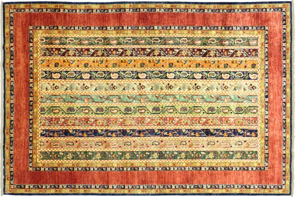 Afghan Khorjin Shaal 261x176 Handgeknüpft Orientteppich 180x260 Beige Streifen Wolle