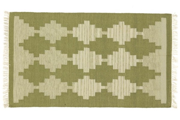 Kelim 180x120 Handgewebt Teppich 120x180 Grün Geometrisch Muster Handarbeit Orient