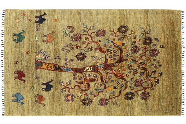 Afghan Ziegler Khorjin Ariana 183x121 Handgeknüpft Orientteppich 120x180 Grau Wolle