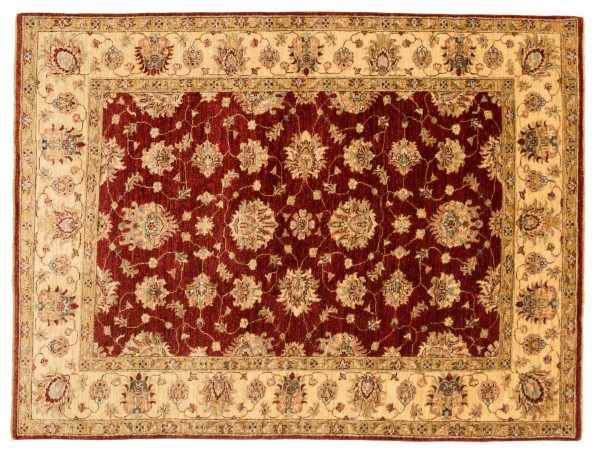 Afghan Chobi Ziegler 208x152 Handgeknüpft Teppich 150x210 Rot Blumenmuster Kurzflor