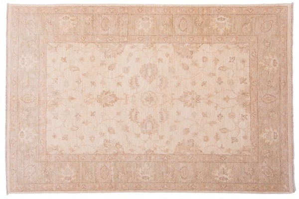 Afghan Chobi Ziegler 180x119 Handgeknüpft Teppich 120x180 Beige Orientalisch Kurzflor