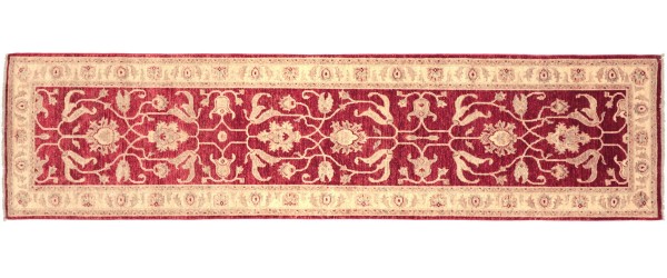 Afghan Chobi Ziegler 294x83 Handgeknüpft Teppich 80x290 Läufer Rot Orientalisch