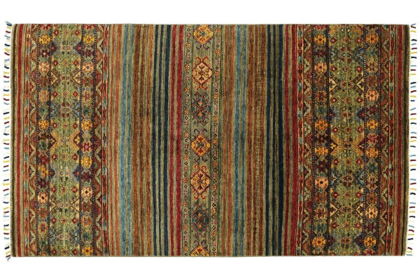 Afghan Khorjin Shaal 188x124 Handgeknüpft Orientteppich 120x190 Grau Floral Wolle