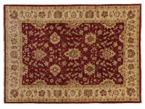 Afghan Chobi Ziegler 203x146 Handgeknüpft Teppich 150x200 Rot Orientalisch Kurzflor