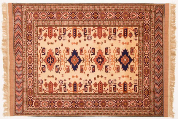 Afghan Mauri Kabul 156x118 Handgeknüpft Teppich 120x160 Beige Geometrisch Muster