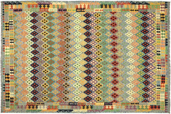 Afghan Maimana Kelim Bunt 349x260 Handgewebt Teppich 260x350 Bunt Geometrisch Orient