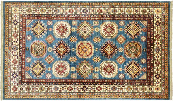 Afghan Kazak Fein 204x147 Handgeknüpft Orientteppich 150x200 Bunt Geometrisch Wolle