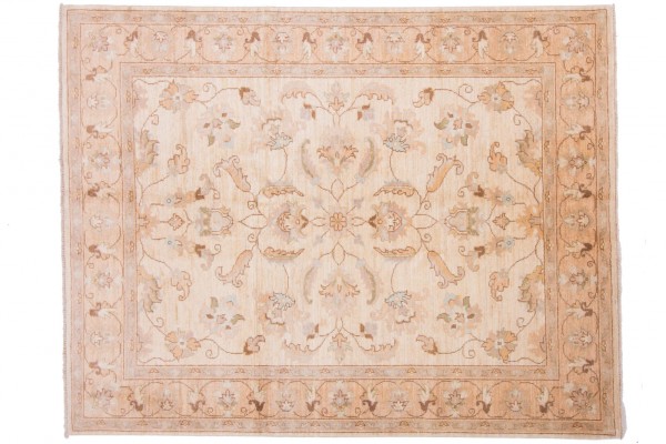 Afghan Chobi Ziegler 198x153 Handgeknüpft Teppich 150x200 Beige Blumenmuster Kurzflor