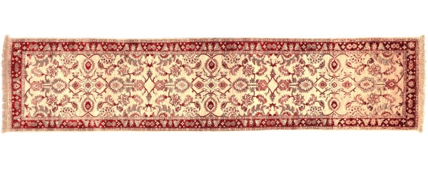 Afghan Chobi Ziegler 291x75 Handgeknüpft Teppich 80x290 Läufer Beige Orientalisch