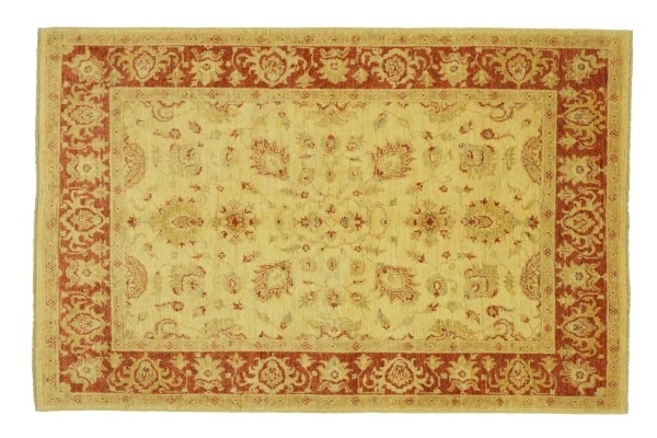 Afghan Chobi Ziegler 201x149 Handgeknüpft Teppich 150x200 Beige Floral Kurzflor Orient
