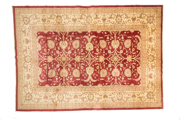 Afghan Chobi Ziegler 446x322 Handgeknüpft Teppich 320x450 Beige Blumenmuster Kurzflor