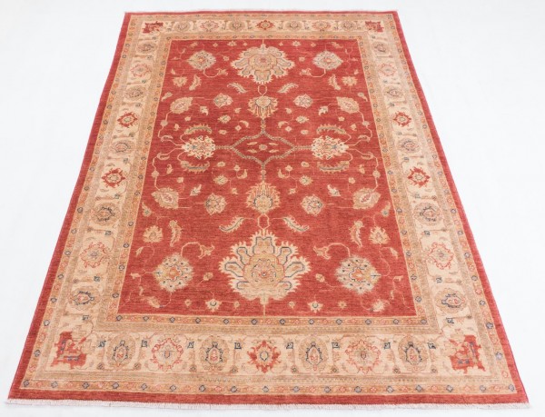 Afghan Chobi Ziegler Fein 212x150 Handgeknüpft Teppich 150x210 Beige Blumenmuster