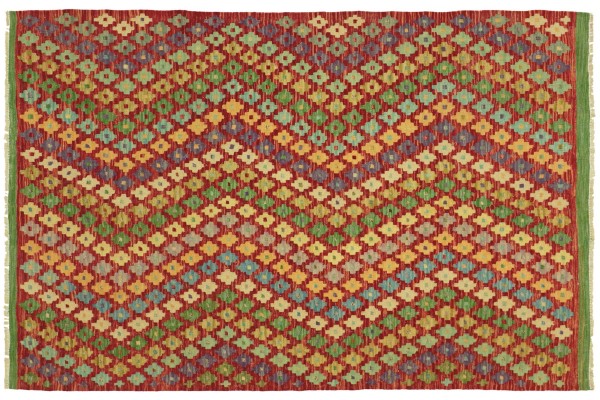 Afghan Maimana Kelim Bunt 182x148 Handgewebt Teppich 150x180 Bunt Geometrisch Orient