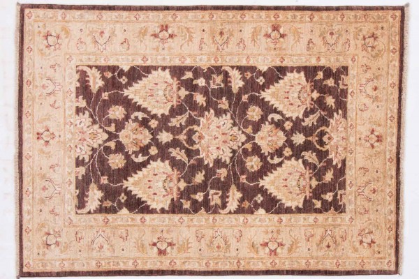 Afghan Chobi Ziegler 145x102 Handgeknüpft Teppich 100x150 Beige Orientalisch Kurzflor
