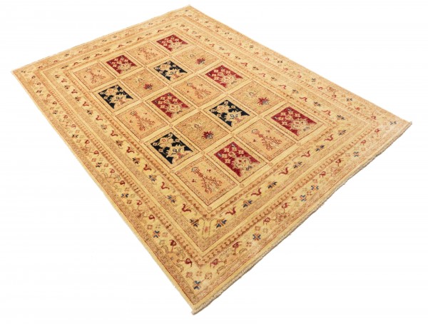 Afghan Chobi Ziegler 202x151 Handgeknüpft Teppich 150x200 Beige Geometrisch Muster