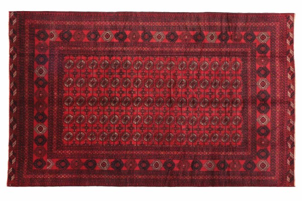 Afghan Mauri 283x200 Handgeknüpft Teppich 200x280 Rot Geometrisch Kurzflor Orient Rug