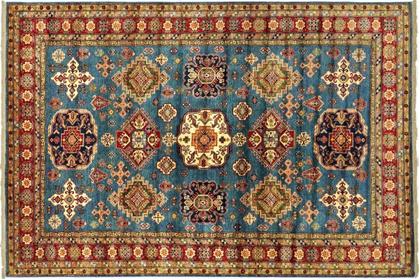 Afghan Kazak Fein 323x250 Handgeknüpft Orientteppich 250x320 Blau Geometrisch Wolle