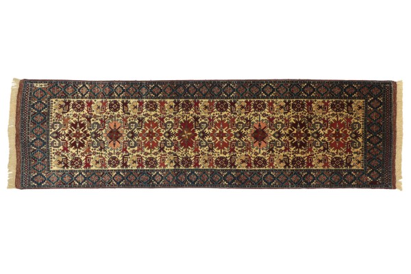 Afghan Mauri Kabul 272x80 Handgeknüpft Teppich 80x270 Läufer Rot Geometrisch Kurzflor
