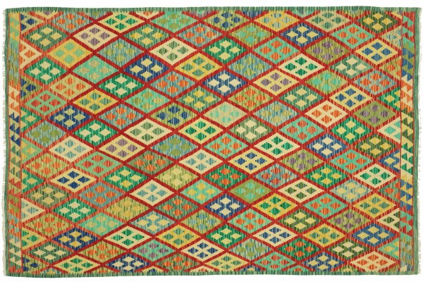 Afghan Maimana Kelim Bunt 240x182 Handgewebt Teppich 180x240 Bunt Geometrisch Orient
