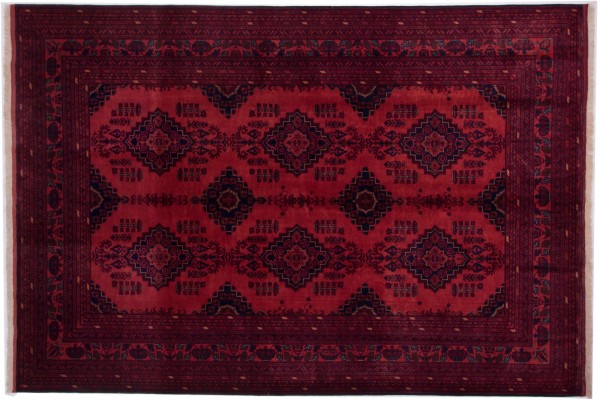 Afghan Belgique Khal Mohammadi 299x204 Handgeknüpft Teppich 200x300 Rot Geometrisch