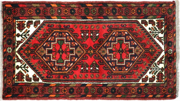 Perser Hamadan Vogel 115x73 Handgeknüpft Orientteppich 70x120 Rot Medaillon Wolle
