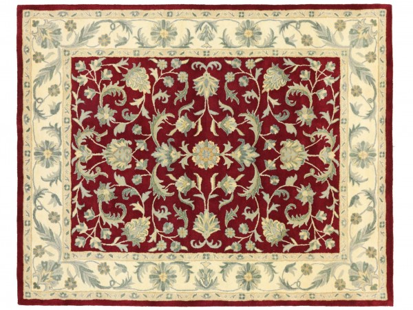 Handgefertigter Teppich 300x240 Handgetuftet Handarbeit 240x300 Rot Blumenmuster