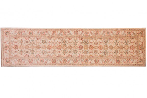 Afghan Chobi Ziegler 263x71 Handgeknüpft Teppich 70x260 Läufer Beige Orientalisch