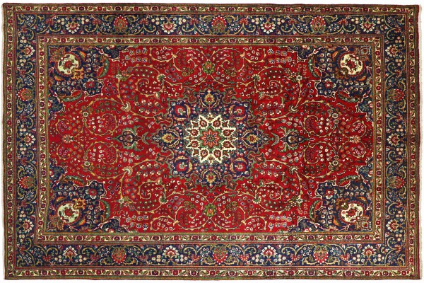 Perser Tabriz 344x255 Handgeknüpft Orientteppich 260x340 Rot Spiegelmuster Wolle