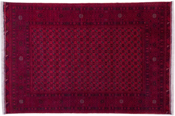 Afghan Mauri 284x191 Handgeknüpft Teppich 190x280 Beige Geometrisch Muster Kurzflor