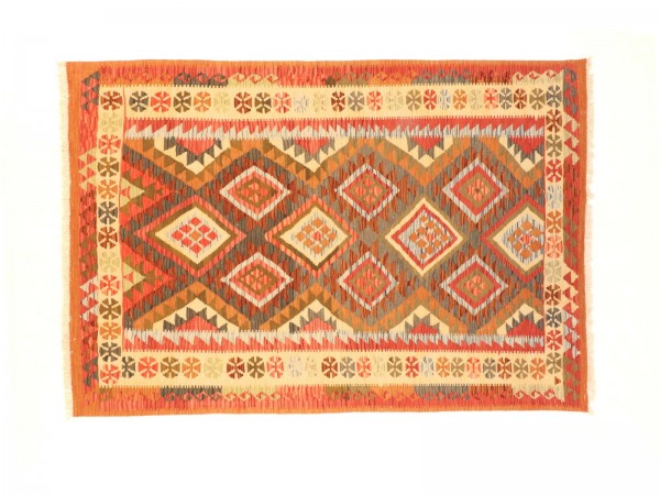 Afghan Maimana Kelim Bunt 252x170 Handgewebt Teppich 170x250 Grün Geometrisch Muster