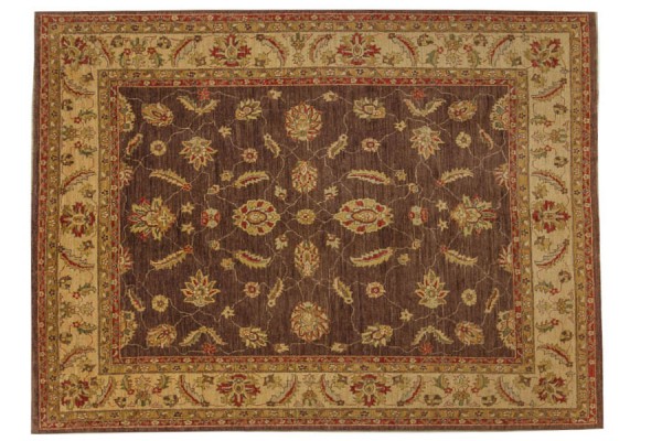 Afghan Chobi Ziegler 309x238 Handgeknüpft Teppich 240x310 Braun Blumenmuster Kurzflor