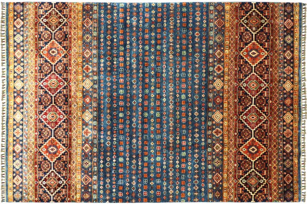 Afghan Ziegler Khorjin Bakhtiar 301x206 Handgeknüpft Orientteppich 210x300 Blau
