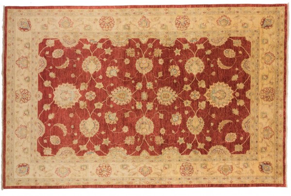 Afghan Chobi Ziegler 318x209 Handgeknüpft Teppich 210x320 Beige Blumenmuster Kurzflor