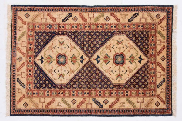 Afghan Chobi Ziegler 153x104 Handgeknüpft Teppich 100x150 Beige Orientalisch Kurzflor