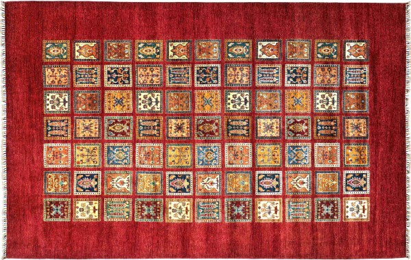 Afghan Ziegler Khorjin 352x250 Handgeknüpft Orientteppich 250x350 Rot Feldmuster Wolle