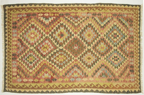 Afghan Maimana Kelim Bunt 262x161 Handgewebt Teppich 160x260 Beige Geometrisch Muster