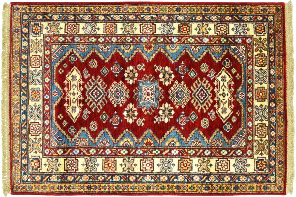 Afghan Kazak Fein 148x103 Handgeknüpft Orientteppich 100x150 Rot Umrandung Wolle