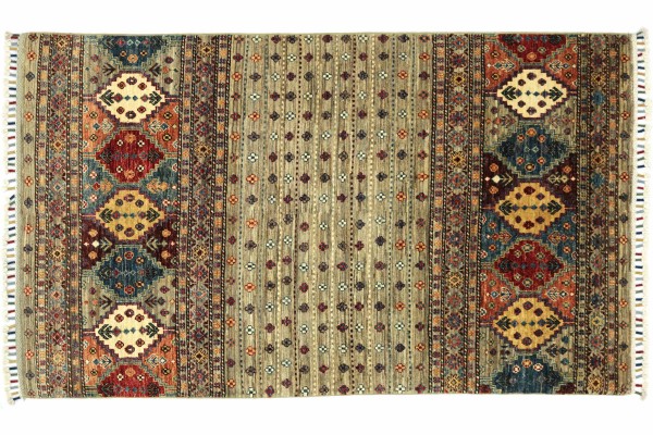 Afghan Ziegler Khorjin 178x117 Handgeknüpft Orientteppich 120x180 Grau Floral Wolle